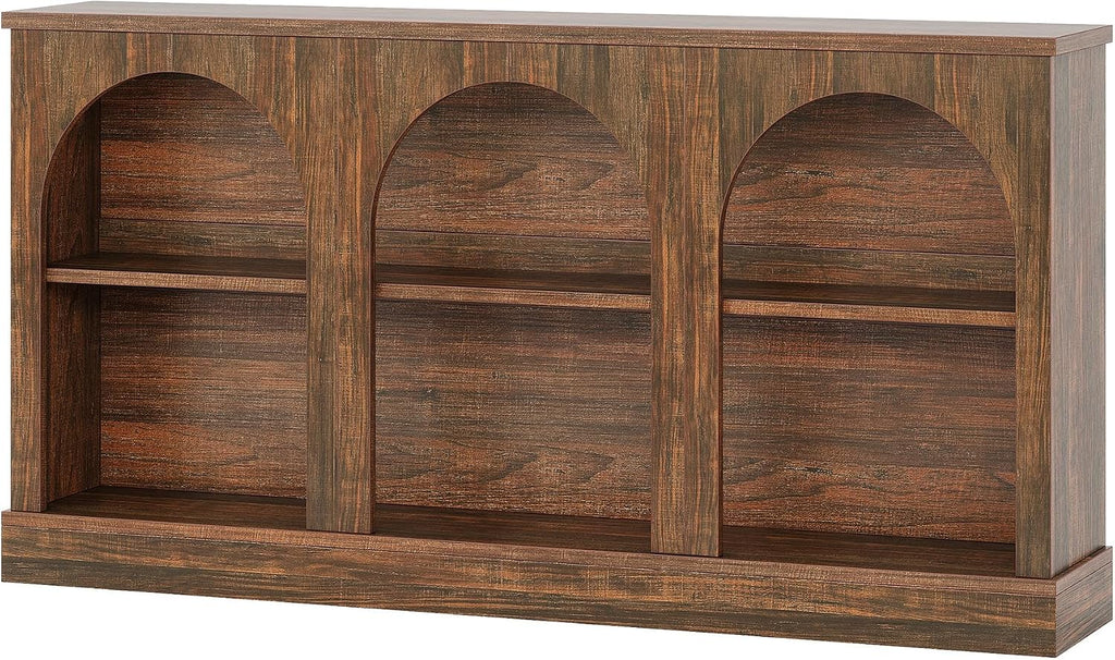 Tribesigns TV Consoles with Storage Cabinets, Television Stand for 55/60/65 Inch TV, Farmhouse Media Entertainment Center Stand for Living Room, Dark Brown