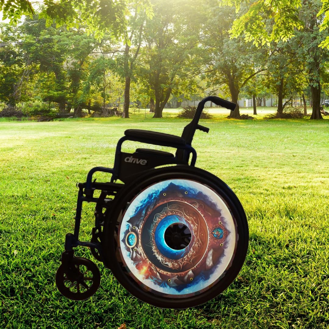 18 inches Spring Wheelchair Wheel Covers | Decorative Wheel Covers for Wheelchairs, Ocean Adventure Design, Easy Install/Remove Mobility Accessory, Waterproof