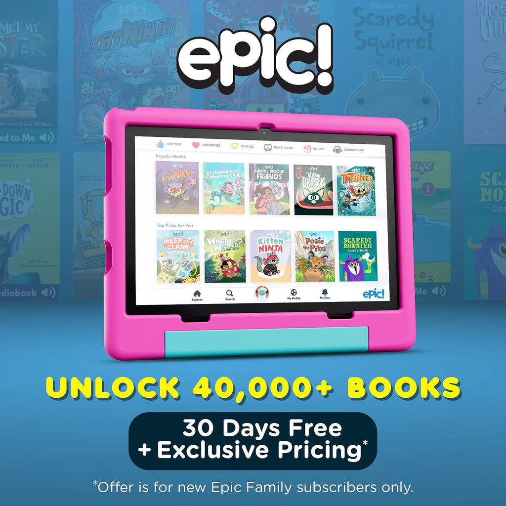 Contixo A10 Kids Tablet with 14 Apps, Lingokids & Epic, 10.1' HD Screen, Android 15, Parental Controls, WiFi, 4+64GB Storage, al Tablet for Kids Ages 3-12, Boys & Girls Gift, Pink