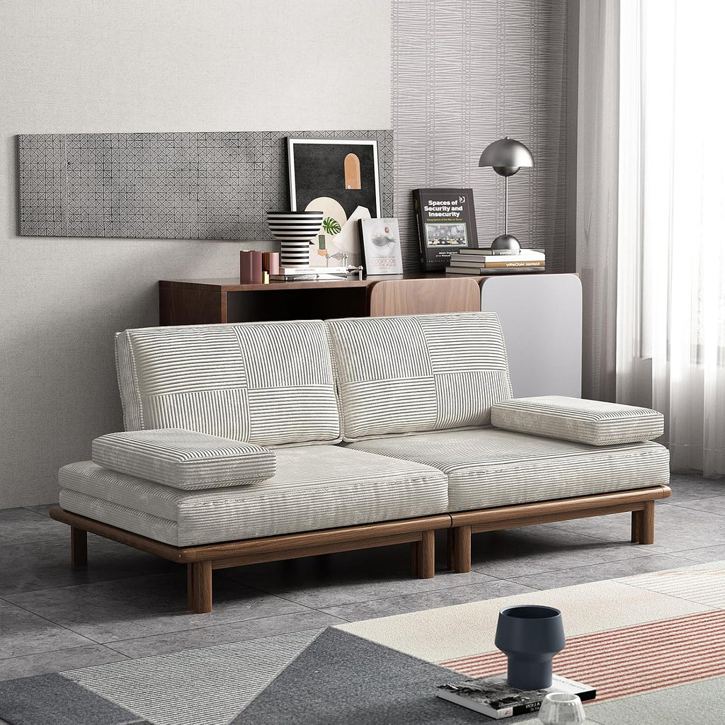 Lartis 78.7' Sofa Bed, Sleeper Pull Out Couch, Modern Couch Convertible Modern Futon for Living Room/Apartment/Bedroom, Modular Design Sofa,Full Solid Wood Frame