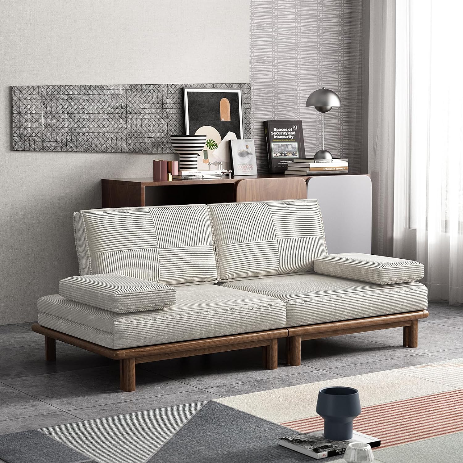 Lartis 78.7' Sofa Bed, Sleeper Pull Out Couch, Modern Couch Convertible Modern Futon for Living Room/Apartment/Bedroom, Modular Design Sofa,Full Solid Wood Frame