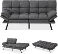 MUUEGM 71' Convertible Futon Sofa Bed, Upholstered Small Futon Couches with Adjustable Backrest, Loveseat Sleeper Bed for Compact Living Room Studio Office (Charcoal Gray)