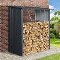 JT 5 x 3 FT Metal Firewood Rack, Galvanised Steel Garden Log Storage Shed, Metal Firewood Shed Holder, Outdoor Log Rack for Backyard, Black