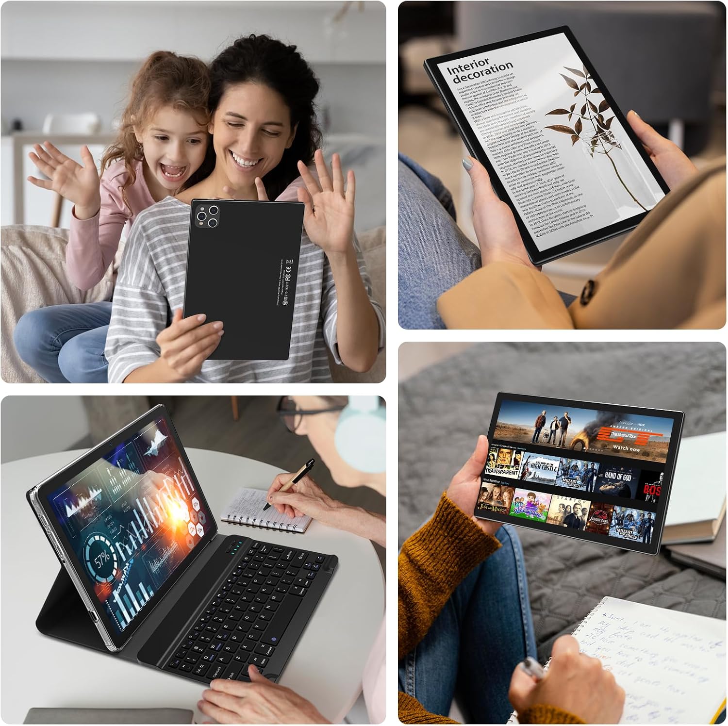 EITOMIN Android Tablet 2026 Latest 10 inch Tablet with Keyboard,128GB ROM 16GB RAM TF1TB Expand,Octa-Core,5GWiFi,1080FHD,13MP+8MPCamera,Bluetooth5.0,GPS,Mouse,Case,Black