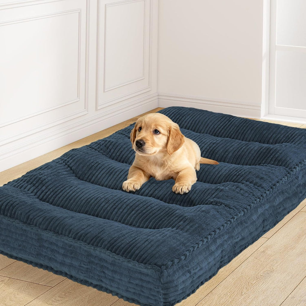 8' Futon Mattress Queen Size 60' x 80', Futon Sofa Couch Bed with Twisted Rope Design Edging, Extra Thick Corded Floor Futon Mattress Sleeping Mat for Adults, Camping, Dorm, Blue(Frame Not Included)