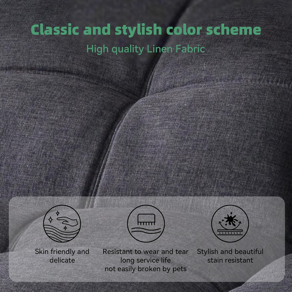 Opoiar Convertible Futon Sofa Bed,Linen Fabric Futon Couch,Sofa & Couch Soft Cushions Love Seat Daybed for Studio, Apartment, Office, Small Space, Compact Living Room,Grey