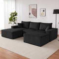 Weture 108' Modular Sectional Couches, Modern Modular U-Shape Sofa with Chaise, Cloud Sectional Couch with Deep Seat, Upholstered Boneless Sofa for Living Room (Corduroy, Black)