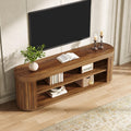 Tribesigns TV Stand for TVs up to 55 Inches, 47.2-Inch Entertainment Center with 2-Tier Open Storage & Adjustable Foot Pads, Oval Media TV Console Table for Living Room, Bedroom, Rustic Brown
