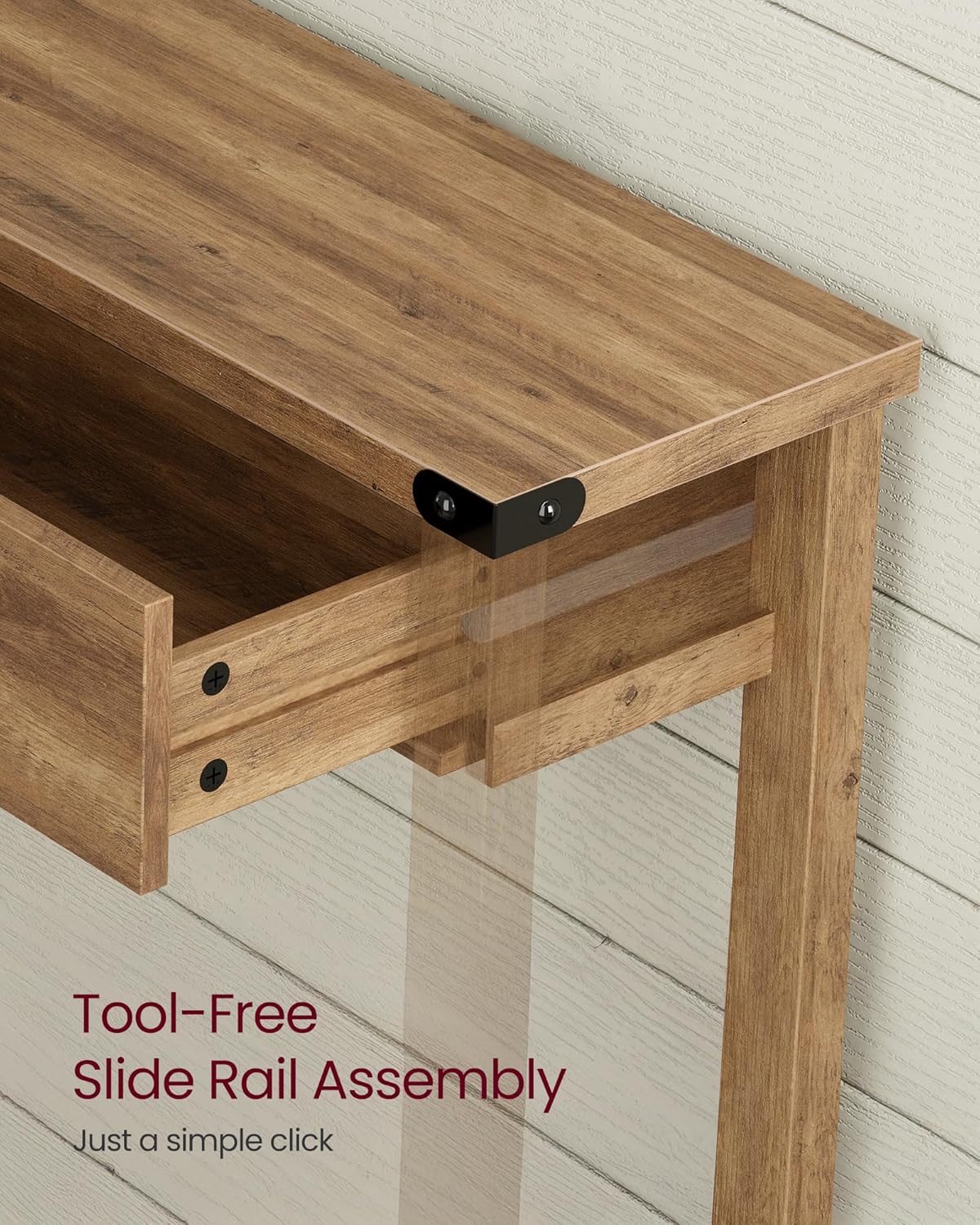 VASAGLE LIRY Collection - Console Table with 3 Drawers and Open Storage Shelf, Narrow Entryway Sofa Table for Living Room, Farmhouse Style, Metal Corners, Honey Brown ULNT142KB02S