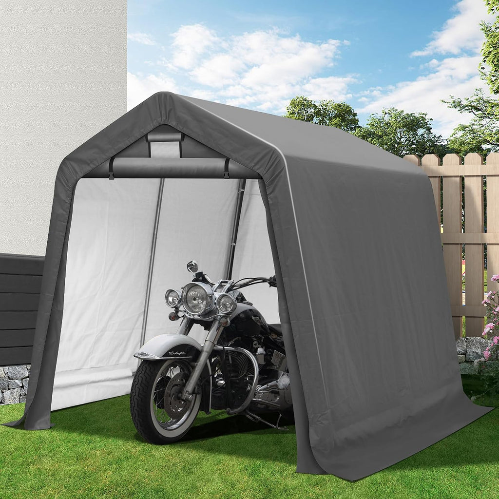8' x 8' Outdoor Portable Storage Shed,Heavy Duty Portable Garage with Roll-up Zipper Door, Storage Shelter Shed for Generator, Vehicles,Motorcycle