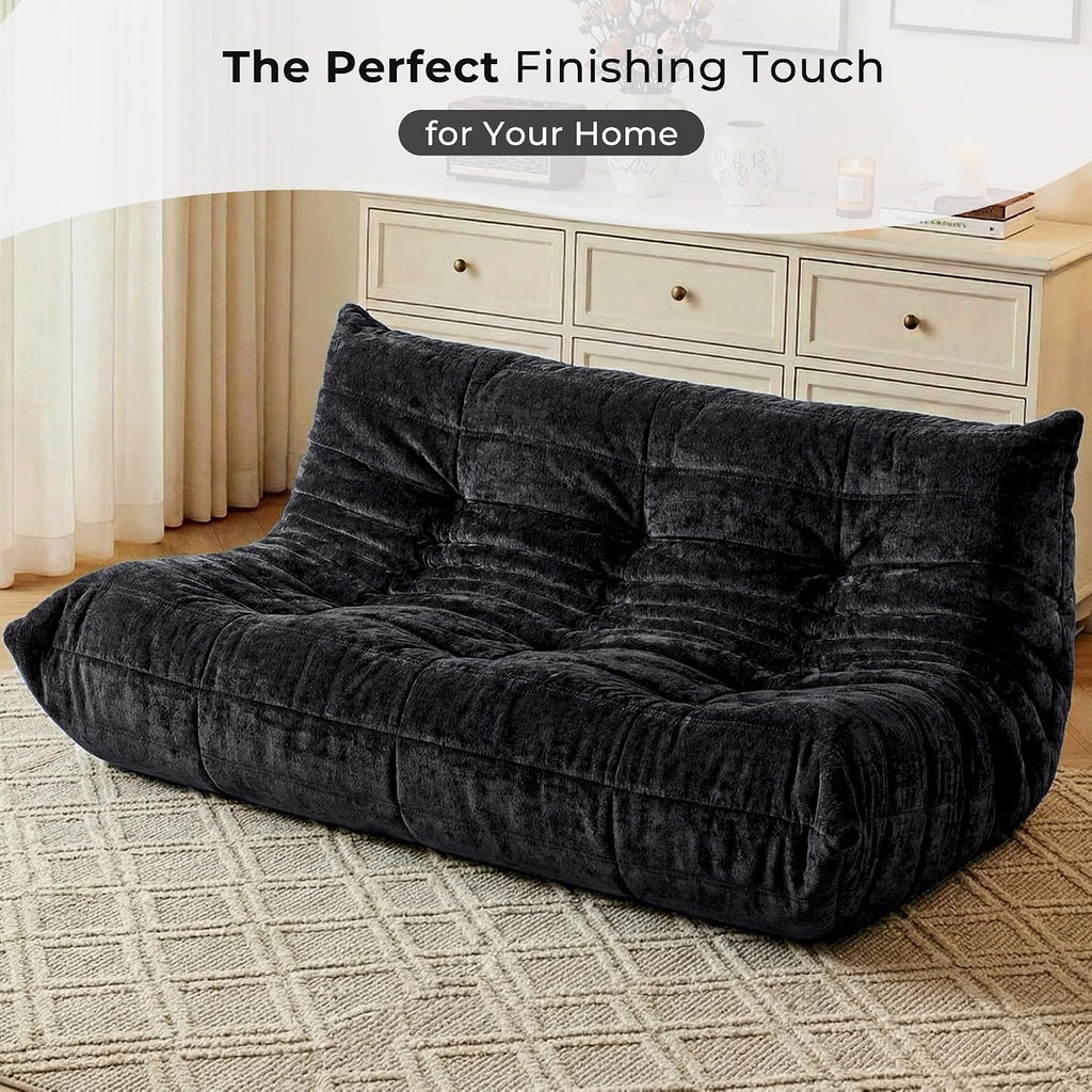 HABUTWAY Bean Bag Chair, Giant Bean Bag Chairs for Adults, 3 Seater Fireside Chair, Lazy Large Floor Bean Bag Sofa for Living Room, Bedroom, Dorm, Office (Black)
