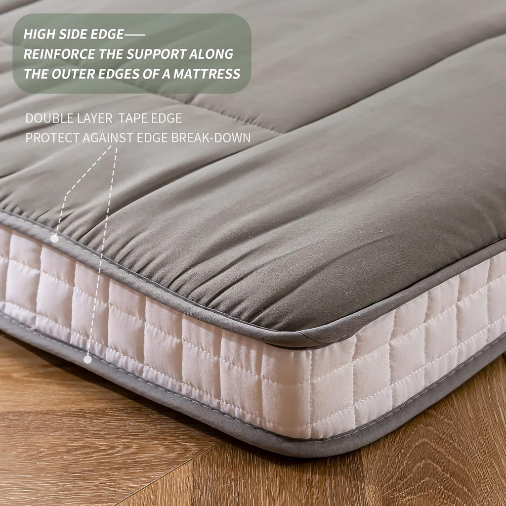 MAXYOYO King Futon Mattress Foam Mattress Topper, Japanese Floor Mattress Foldable Mattress Futon Mattress Pad Guest Mattress, Extra Thick Folding Floor Couch for Adults, Dark Grey King Size