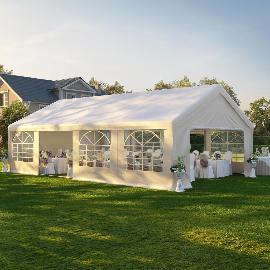 GARTOO 20' x 30' Canopy Party Tent & Carport - Heavy Duty Outdoor Wedding Gazebo with 4 Sand Bags, Event Shelter Canopy for Outdoor Event, Wedding, Birthday Party