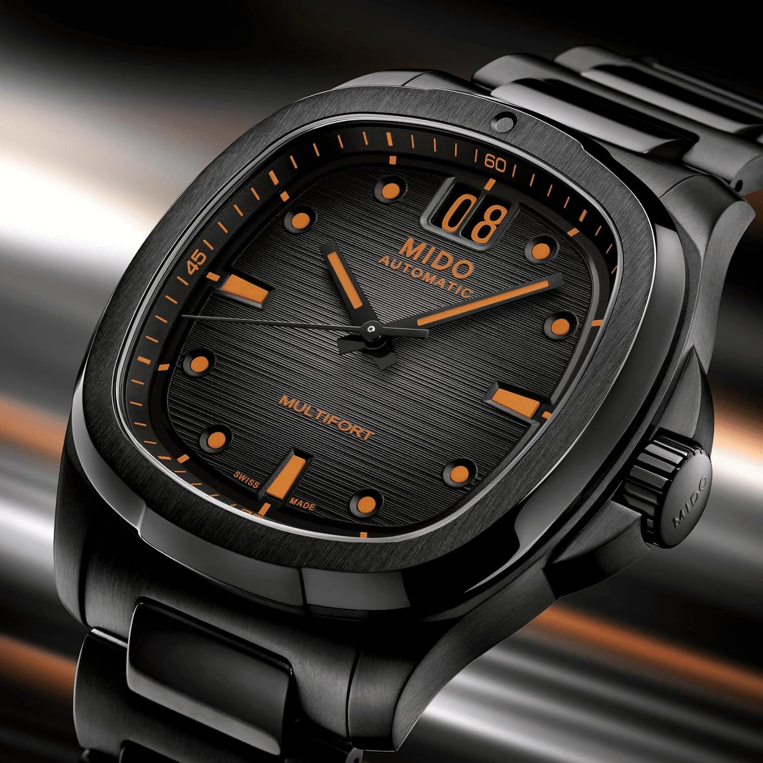 MIDO Multifort TV Big Date - Swiss Automatic Watch for Men - 40mm Case with Transparent Caseback