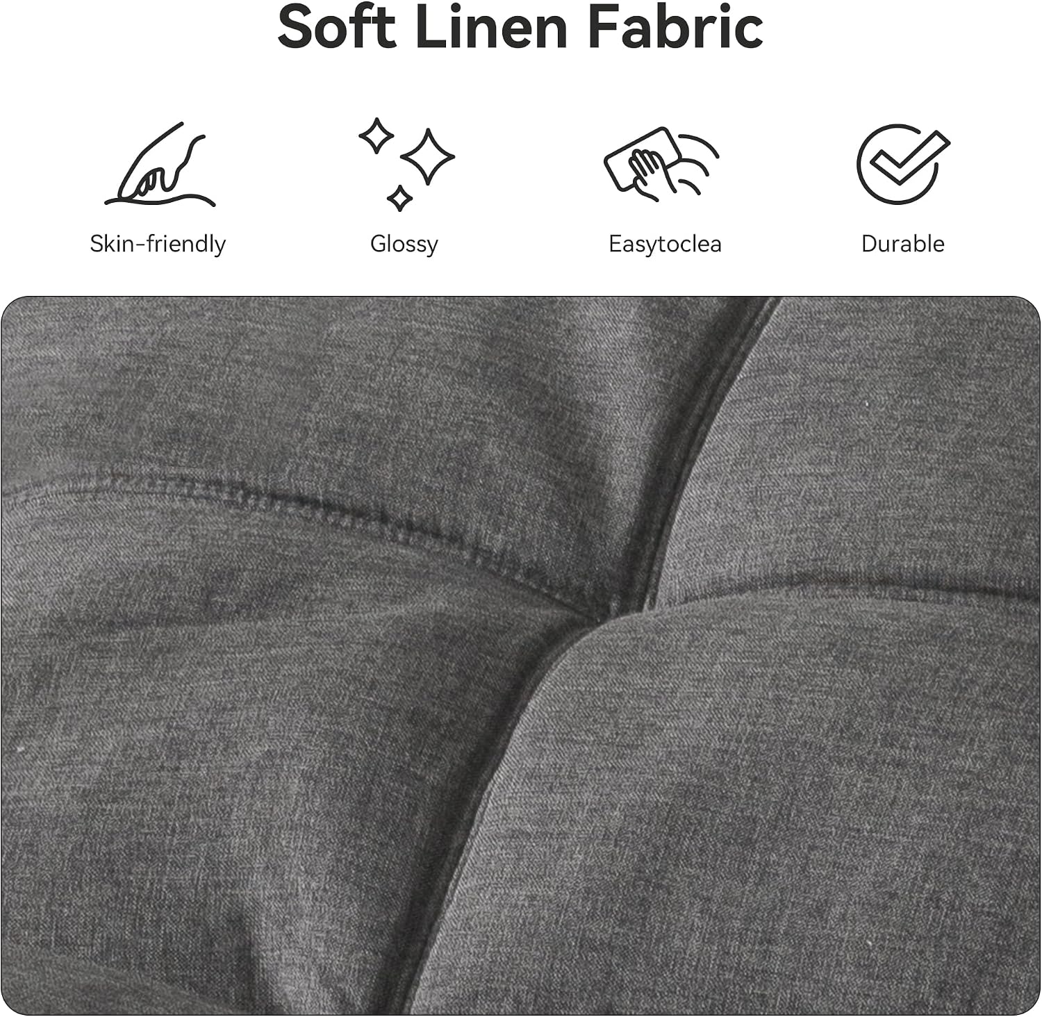 Vipbear 71' Convertible Futon Sofa Bed,Linen Fabric Futon Couch with Detachable Cushion,Adjustable Backrest & Armrest,Modern Loveseat Sleeper Recliner for Living Room,Office,Apartment,Grey