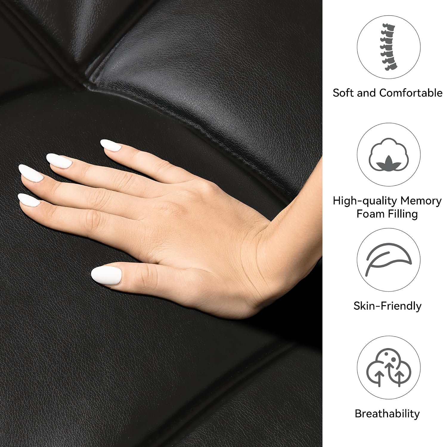 71' Convertible Futon Sofa Bed,Faux Leather Futon Couch Bed,Memory Foam Sleeper Sofa,Modern Folding Small Loveseat for Living Room,Office,Apartment,Matte Black