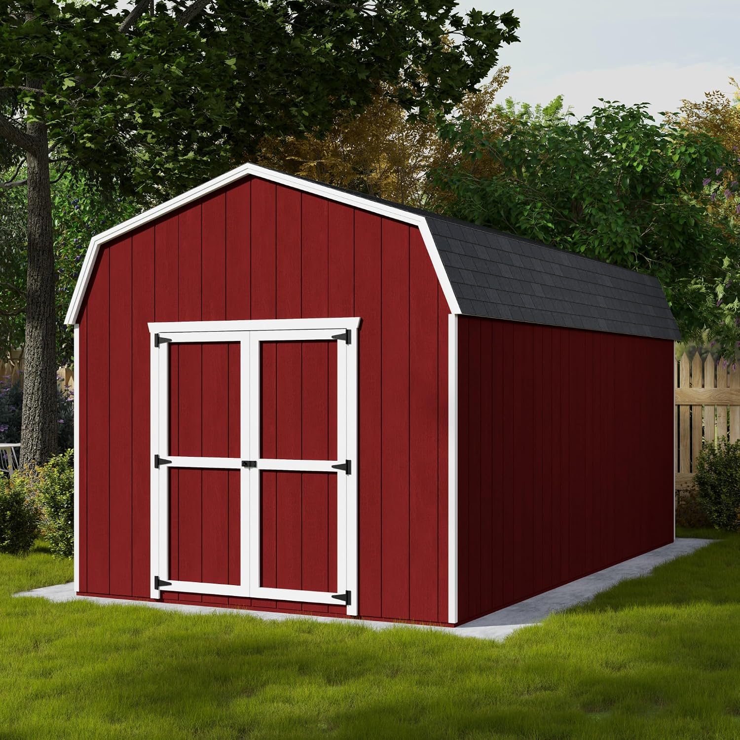 Little Cottage Co. 10x18 Value Gambrel Barn with 6 ft. Sidewalls with Floor, Outdoor Wood Storage Shed Do-It-Yourself Precut Kit