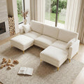 VINGLI 100' W U Shaped Couch with Ottoman, 22' Deep Seat Comfortable Sectional Couches for Living Room, 3 Seater Chenille Fabric Cloud Sofa for Apartment, Small Spaces, Bedroom, Beige