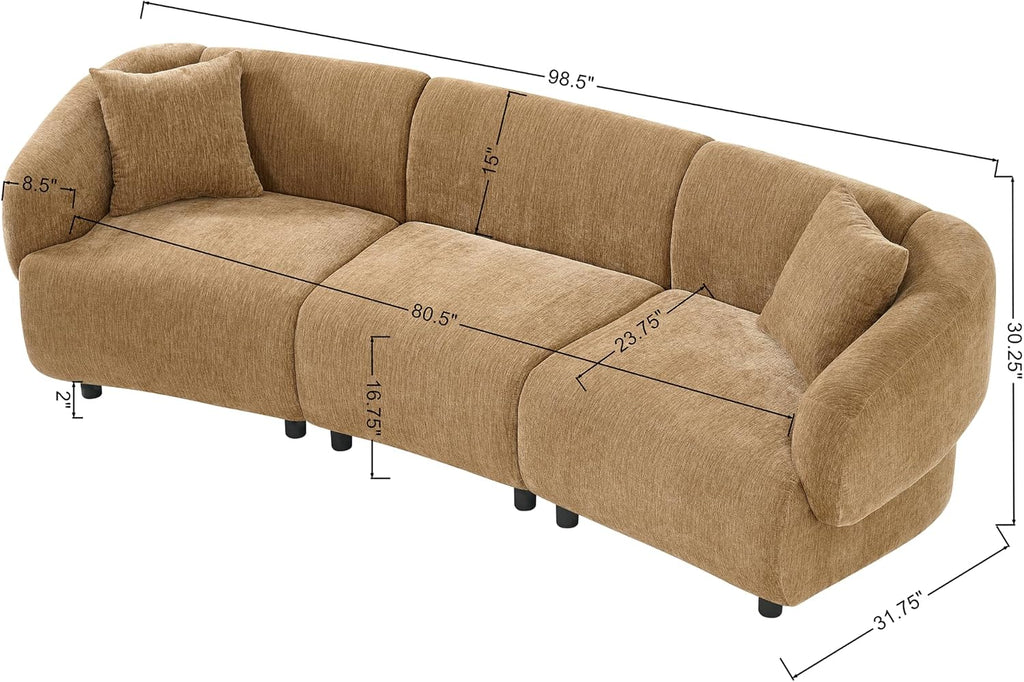 Christopher Knight Home Obito Boucle Upholstered 3-Seater Sofa, Modern Home Sofa Living Room, Wooden Large Upholstered Sofa Couch for Apartment/Home Office, Light Brown/Mocha
