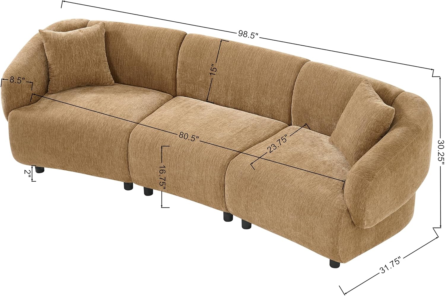 Christopher Knight Home Obito Boucle Upholstered 3-Seater Sofa, Modern Home Sofa Living Room, Wooden Large Upholstered Sofa Couch for Apartment/Home Office, Light Brown/Mocha