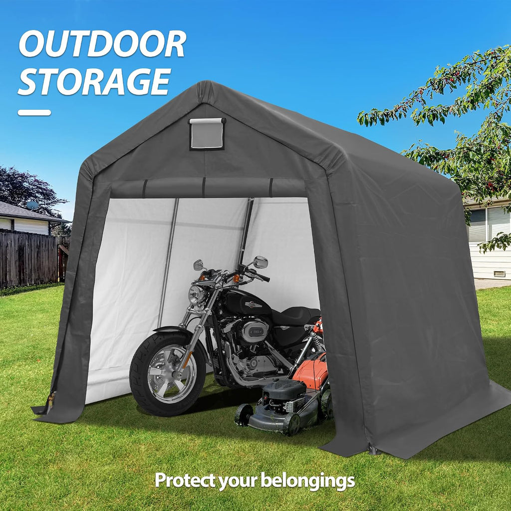 10' x 10' Outdoor Portable Storage Shed,Heavy Duty Portable Garage with Roll-up Zipper Door, Storage Shelter Shed for Generator, Vehicles,Motorcycle