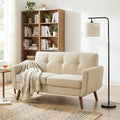 Tbfit 56' W Loveseat Sofa, Mid Century Modern Decor Love Seat Couches for Living Room, Button Tufted Upholstered Small Couch for Bedroom, Solid and Easy to Install Love Seats Furniture, Beige