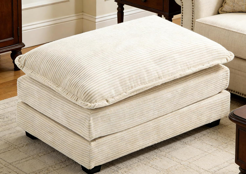 ROWHY Ottoman for Sectional Cloud Couch, Corduroy Ottoman for Deep Seat Modular Couch for Apartment, Living Room and Bedroom, Beige | Arrange Freedom, Pet-Friendly Fabric, Sturdy Frame, Ultimate Comfort, Washable Covers
