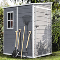 DWVO 5x4 FT Outdoor Storage Shed with Reinforced Floor, All-Weather Resin Storage Shed with Lockable Door & Window, Waterproof Plastic Tool Storage for Garden, Backyard, Patio, Lawn