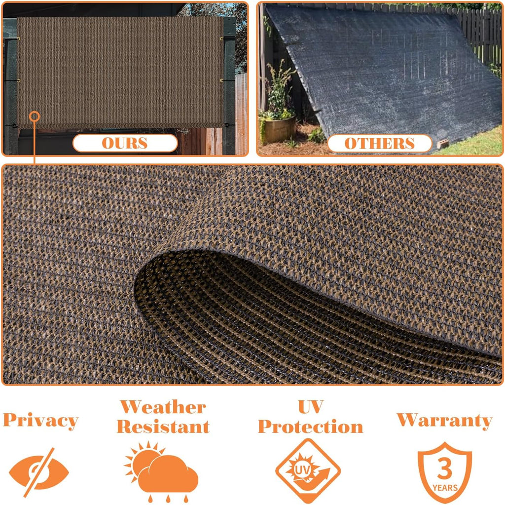 11' x 4' Pergola Shade Cover Replacement Canopy with Weighted Rods & Grommets UV Block Sun Shade Cloth for Outdoor Patio Deck Porch Backyard Gazebo, Brown, Customized Size