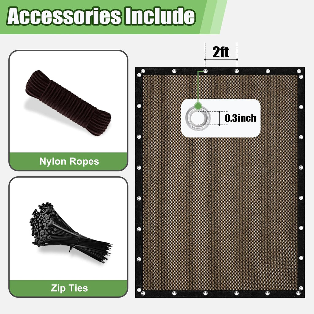 Outdoor 90% Sun Shade Cloth with Grommets, 14 X 20 FT Pergola Shade Cover for Garden Patio Carport Kennel Swimming Pool, Mocha (We Make Custom Size)