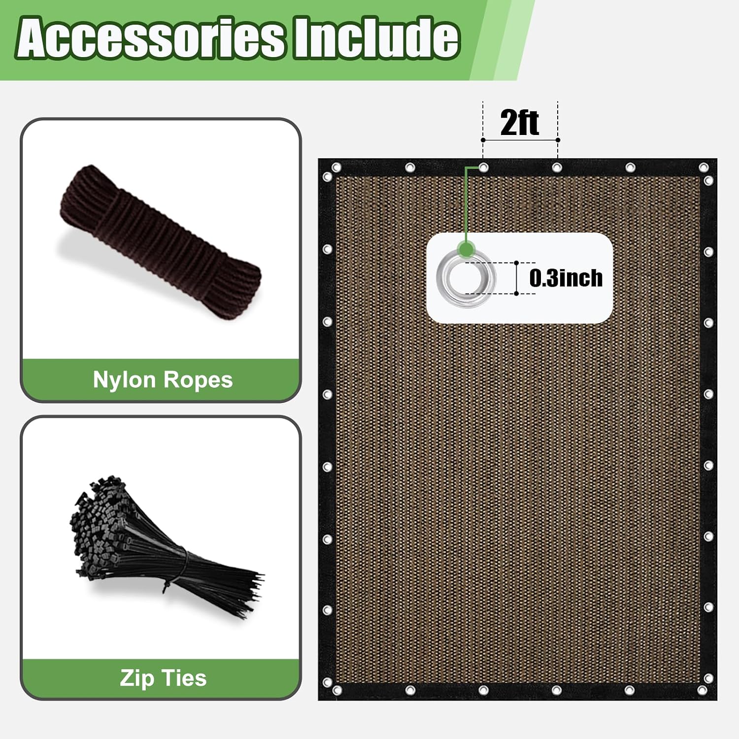 Outdoor 90% Sun Shade Cloth with Grommets, 14 X 20 FT Pergola Shade Cover for Garden Patio Carport Kennel Swimming Pool, Mocha (We Make Custom Size)