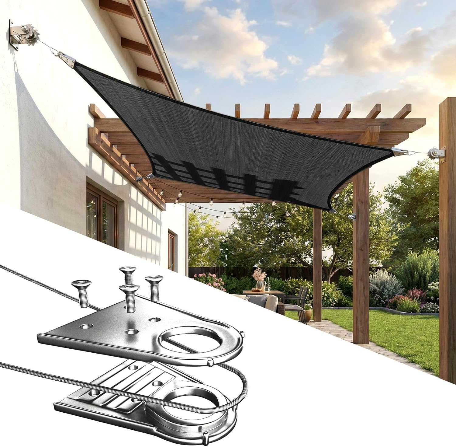 ColourTree Super Ring 16' x 20' Black Rectangle Sun Shade Sail, Commercial Grade UPF50 Canopy, Reinforced Corners & Edges, 260 GSM Fabric Heavy Duty -5 Years Warranty (We Make Custom Size)