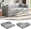 JJJ 89 inch Sofa Bed 4-in-1 Boneless Convertible Corduroy Sleeper Folding Couch with Fixed-Shape Frame and 2 Futons No Assemble Required 3 Seater Upholstered for Living Room (Light Grey, 89 inch)