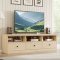 GarveeHome TV Stand for 65/70/75 in TV, Entertainment Center with Storage Drawer, Mid-Century Modern TV Console with Open Shelves, 70 in Media TV Cabinet for Living Room, Bedroom, Natural Wood