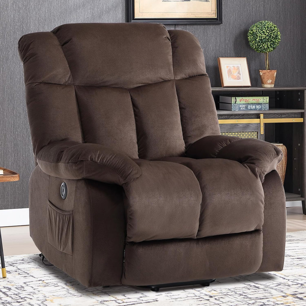CANMOV Power Lift Electric Recliner Chair for Elderly- Heavy Duty and Safety Motion Reclining Mechanism-Antiskid Fabric Sofa for Living Room, Chocolate