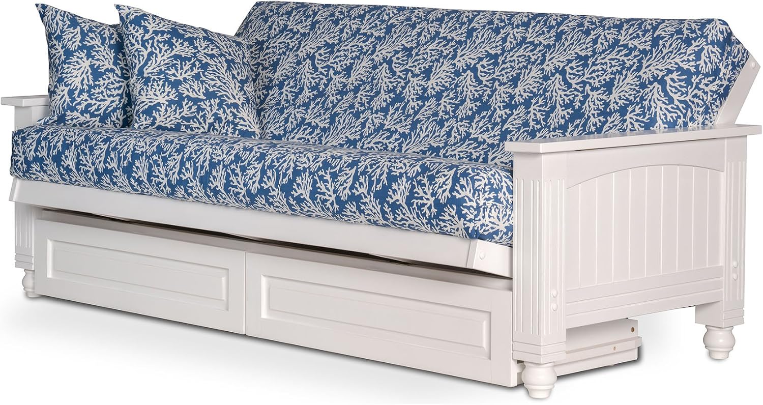 Nirvana Futons Cottage White Futon Frame with Storage Drawers - Queen Size