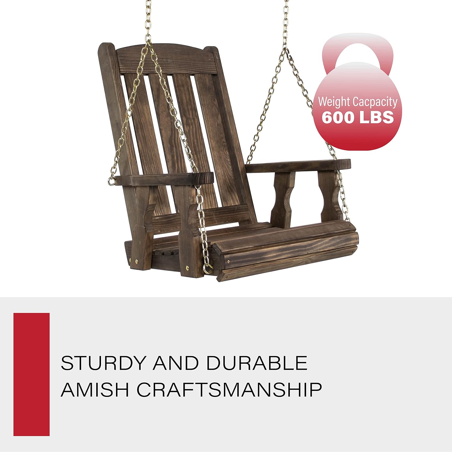 Amish Casual Heavy Duty Mission Pressure Treated Swing Chair (Dark Walnut Stain)