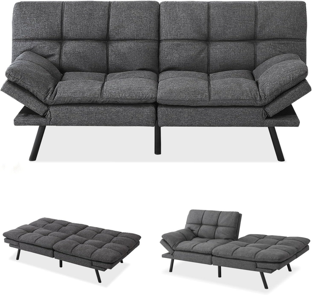 MUUEGM Futon Sofa Bed Loveseat Memory Foam Modern Office Couch Sleeper Bed Convertible Love seat Sofa for Small Spaces,Apartment,Office with Adjustable Armrest Backrest