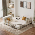 homary Velvet Futon Sofa Bed, 81' Convertible Sleeper Couch with Detachable Bolster Pillows, Stainless Steel Legs, Modern 3-Seater Sofa for Living Room, Apartment & Small Spaces (White)