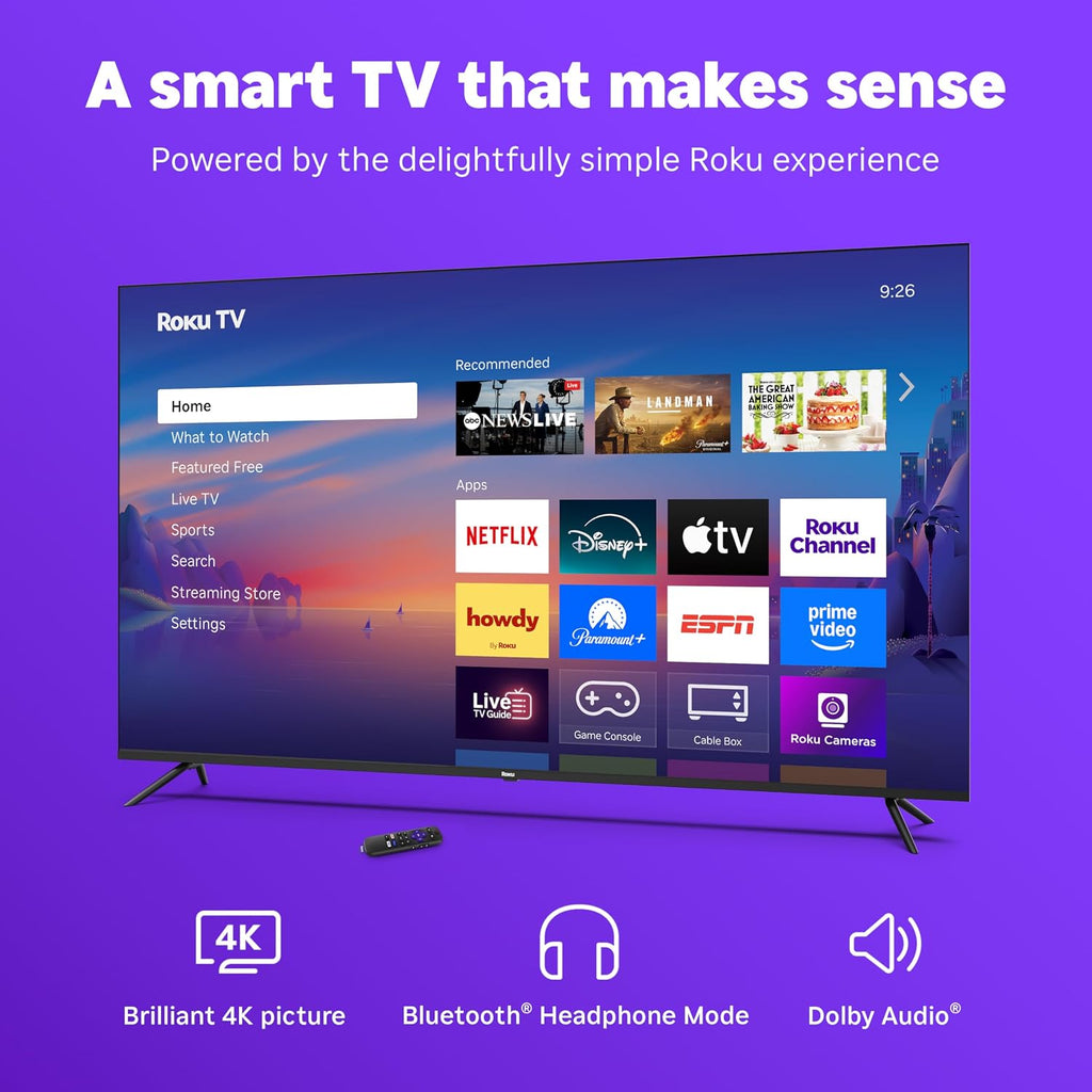 Roku Smart TV – 50-Inch Select Series, 4K HDR TV – Roku TV with Roku Remote – Flat Screen LED Television with Wi-Fi for Streaming Live Local News, Sports, Family Entertainment
