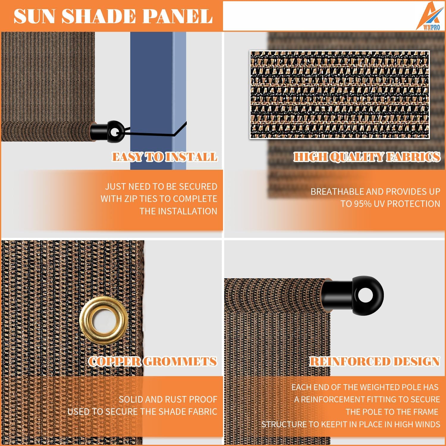 14' x 20' Pergola Shade Cover Replacement Canopy with Weighted Rods & Grommets UV Block Sun Shade Cloth for Outdoor Patio Deck Porch Backyard Gazebo, Brown, Customized Size