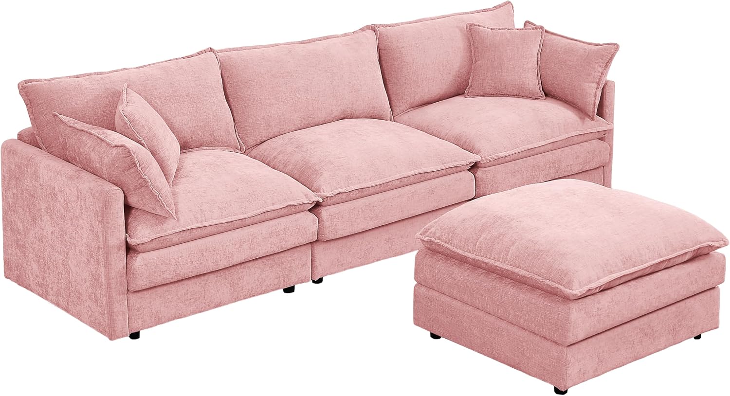Eafurn Oversized Reversible Modular Sectional Sofa with Movable Ottoman, 4 Seater Convertible L Shaped Corner Couch Modern Chenille Sofa Set w/Double Layers Seat Cushions for Living Room Apartment