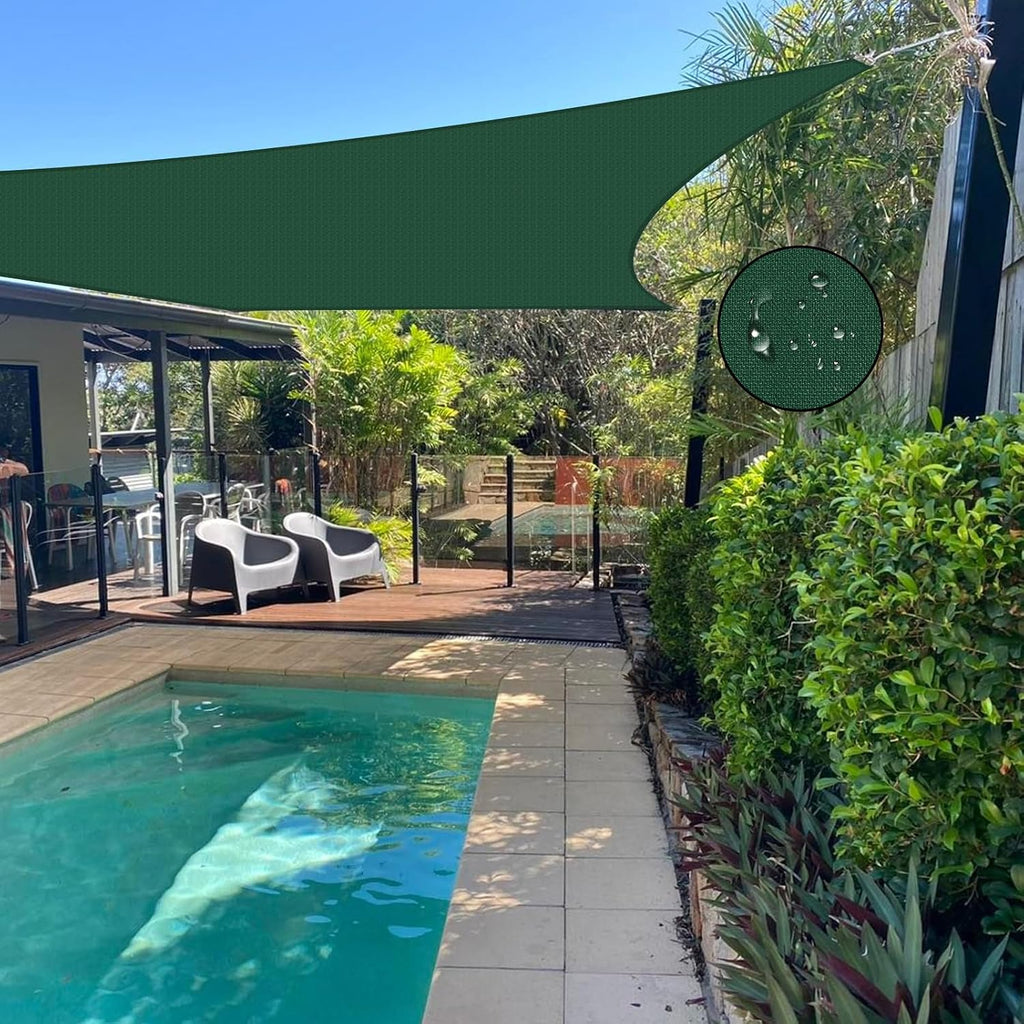 Sun Shade Sail,95% UV Blocker Shade Sails,Outdoor Dark Green Rectangle 6'5''x14'8'' Waterproof Shade Sail,for Pergola Carport Awning Yard Activities