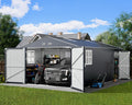 K Knowbody 13x20x8.3 FT Metal Garage Shed with Base Floor Kit, Heavu-Duty Powder-Coated 18-Gauge Steel Frame, 100 PSF Snow & 150 MPH Wind Rated, Skylight Dual-Entry Carport Workshop