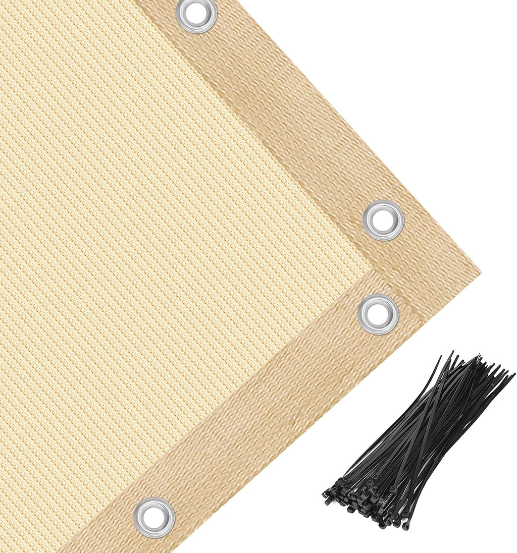 Amagenix 90% Pergola Shade Cover 12' X 12' Sun Shade Cloth with Grommets for Outdoor Garden Patio Porch, Commercial Grade 200 GSM - Cable Zip Ties Included (We Customized) GN108, Wheat