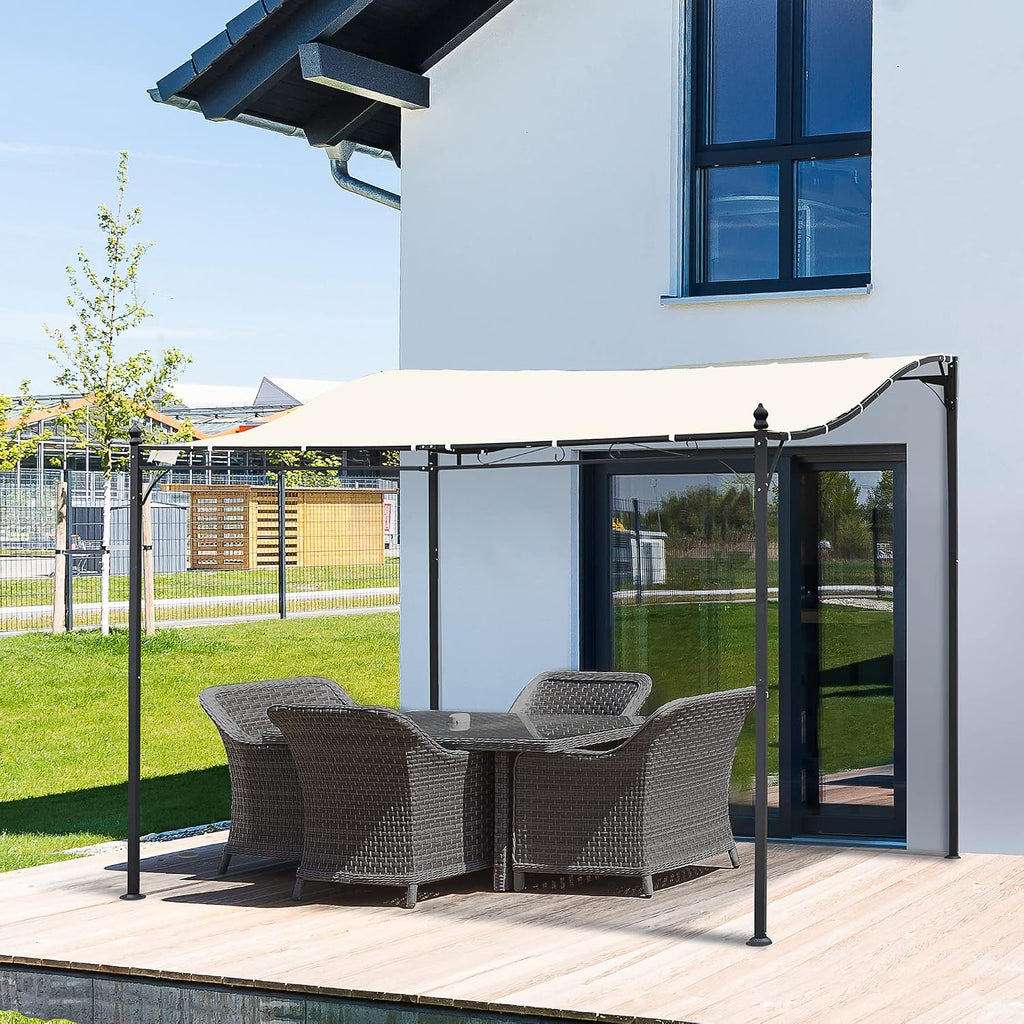 10' x 10' Steel Outdoor Pergola Gazebo, Patio Canopy with Weather-Resistant Fabric and Drainage Holes for Backyard Pool Deck Garden (Cream White)