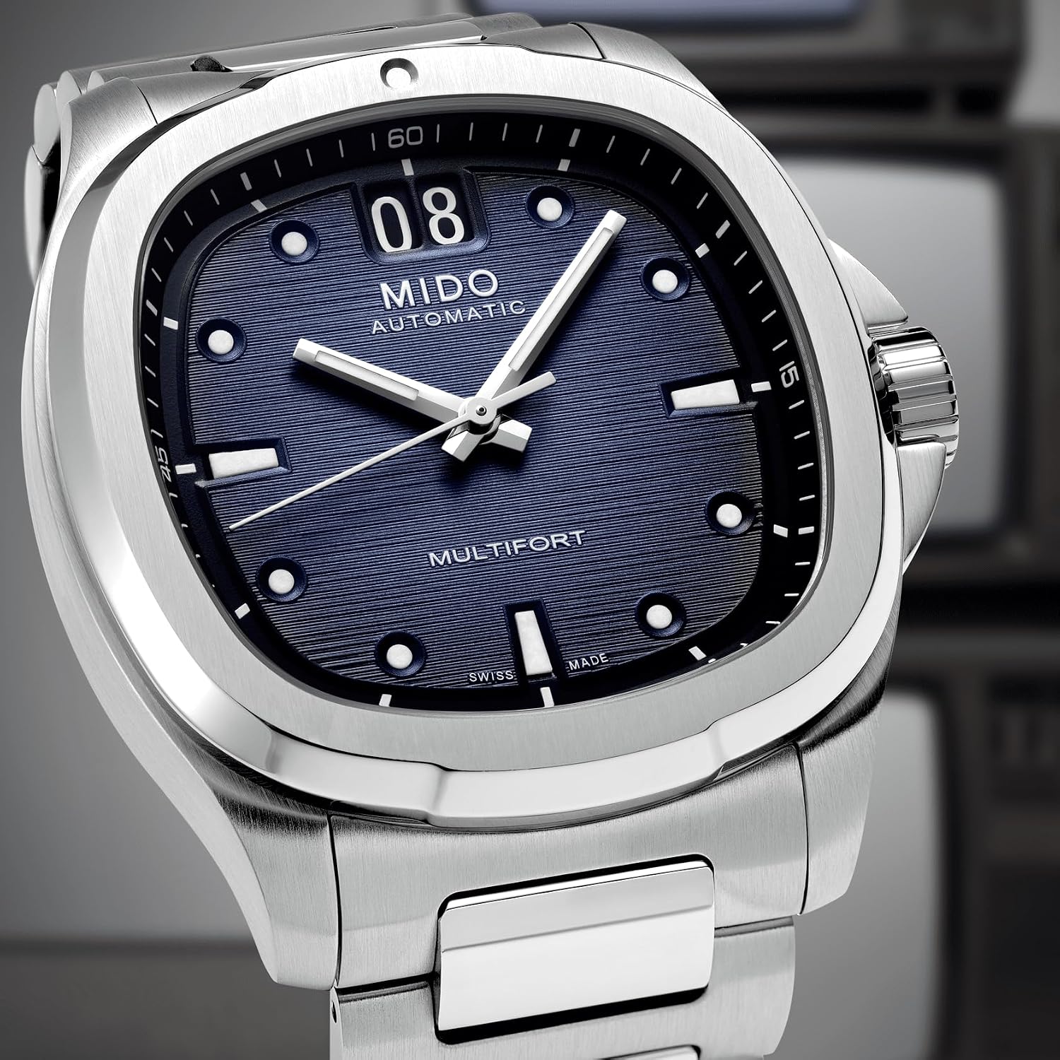 MIDO Multifort TV Big Date - Swiss Automatic Watch for Men - 40mm Case with Transparent Caseback