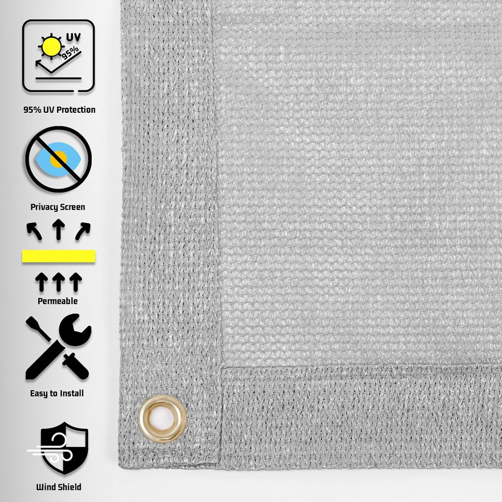 SUNNY GUARD Shade Cloth Custom Size 14x20 FT Sun Shade Screen Fabric Shade Cover Tarp with Grommets for Pergola Backyard Garden, Light Grey(We Customized)