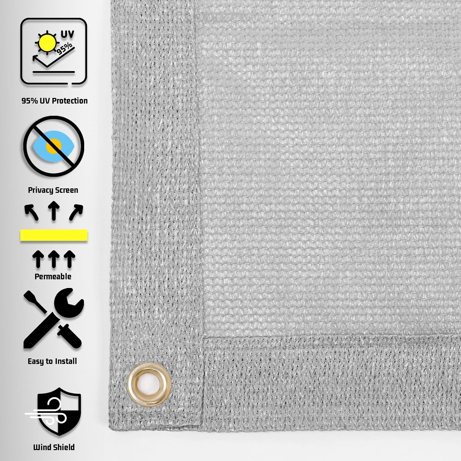 SUNNY GUARD Shade Cloth Custom Size 14x20 FT Sun Shade Screen Fabric Shade Cover Tarp with Grommets for Pergola Backyard Garden, Light Grey(We Customized)