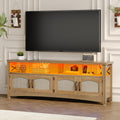 DWVO Farmhouse TV Stand for 65 inch TVs, LED Entertainment Center with Storage, TV Console with Power Outlets, Wooden Bar Coffee TV Table with Shelves for Living Room (Oak)